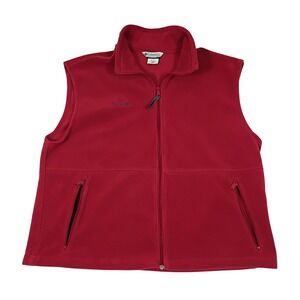 Columbia Fleece Vest Men's XXL Red Full Zip Pockets Outdoor Layer